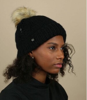 Strass Pompom Beanie black