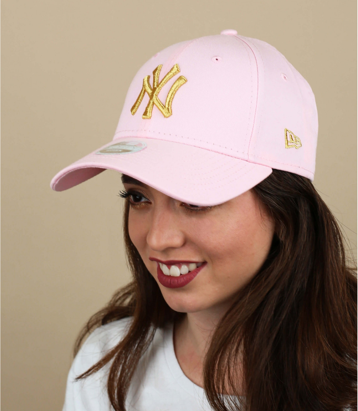 cappellino ny rosa oro - Wmn Metallic Logo NY pink New Era : Headict