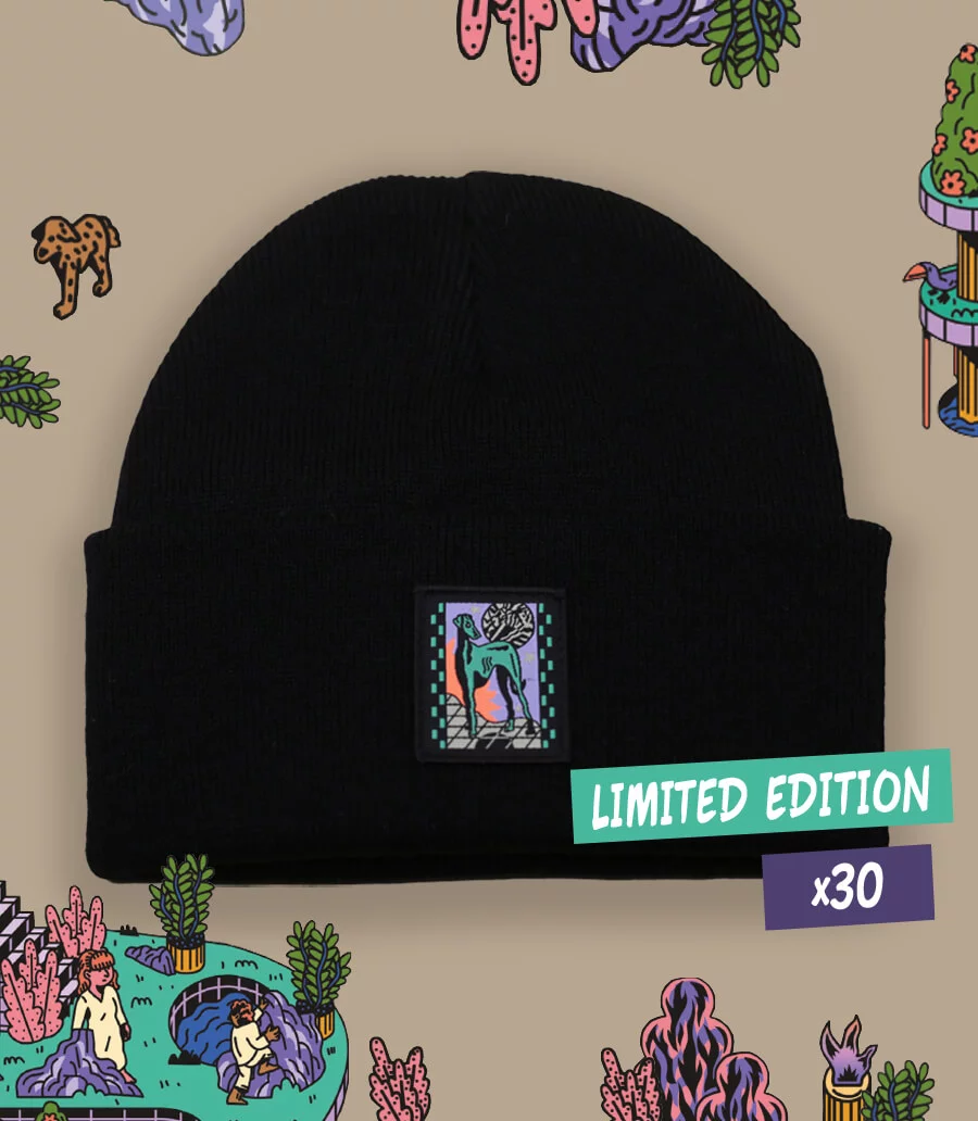 Quentin Caillat Sunset Dog Beanie black