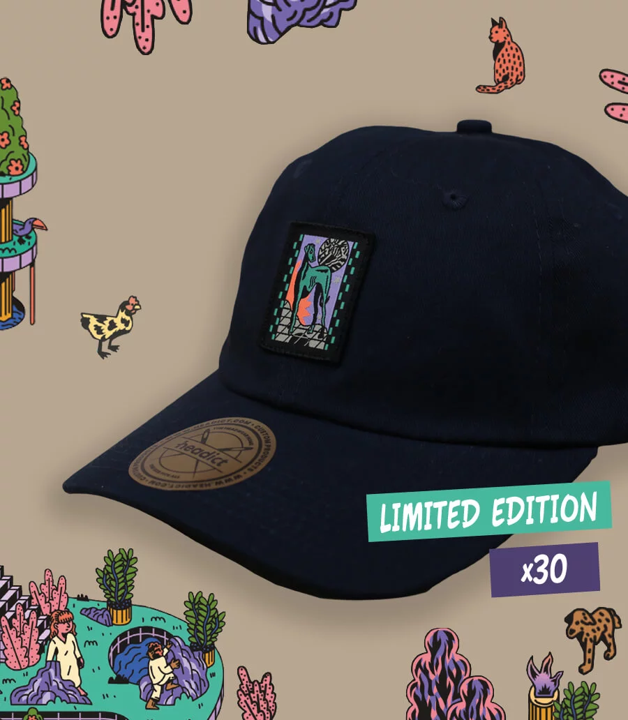 Quentin Caillat Sunset Dog Dad Hat navy